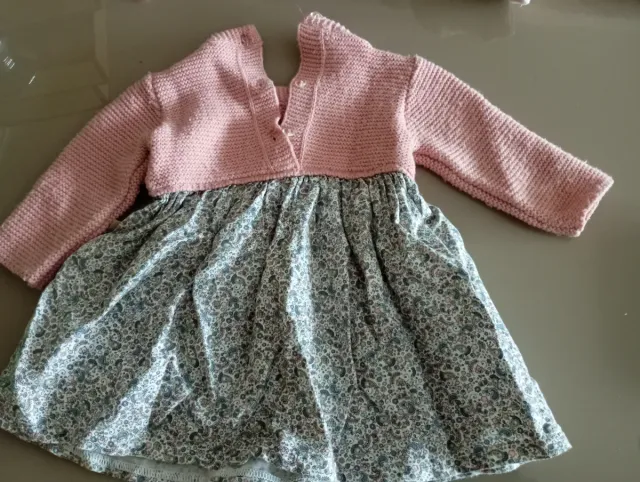 Vestido infantil rosa y estampado floral 6 meses