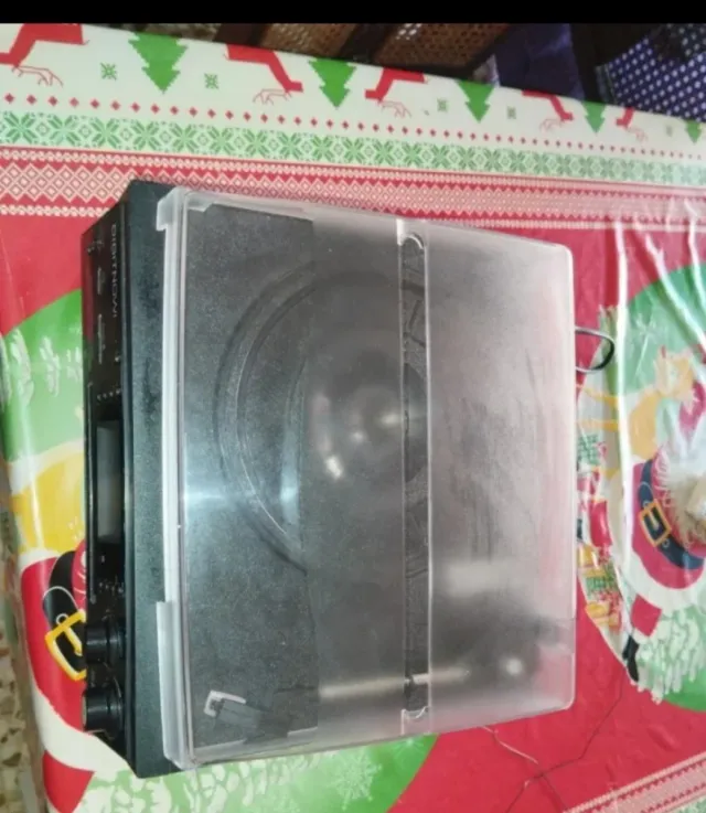 Giradischi nero con porta trasparente