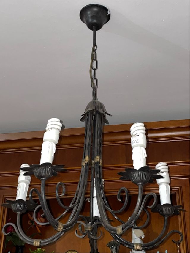 Lámpara colgante vintage metal y madera