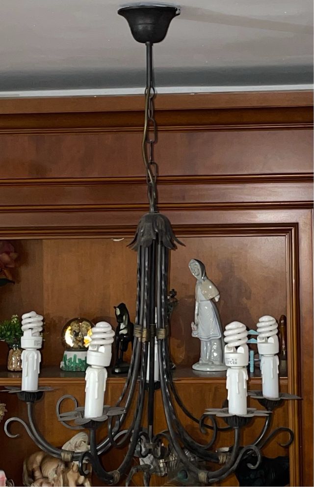 Lámpara colgante vintage metal y madera