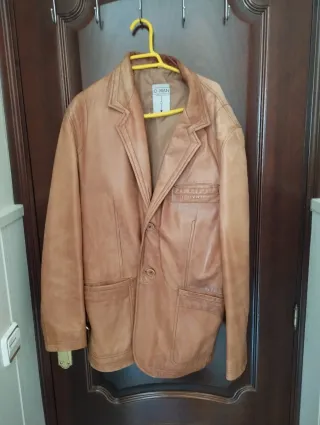 Chaqueta cuero O-MAN hombre tres cuartos