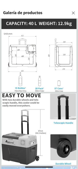 Nevera Alpicool ECX40 40L Compresor
