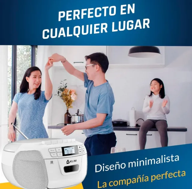Reproductor CD/MP3 KLIM Blanco con Radio AM/FM