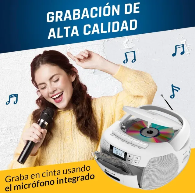 Reproductor CD/MP3 KLIM Blanco con Radio AM/FM