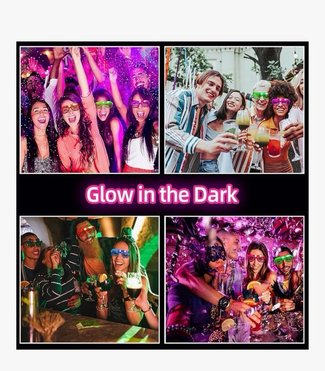 12 Gafas LED Fiesta Neón Luminosas