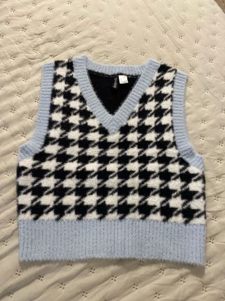 Chaleco H&M Houndstooth Azul Talla S