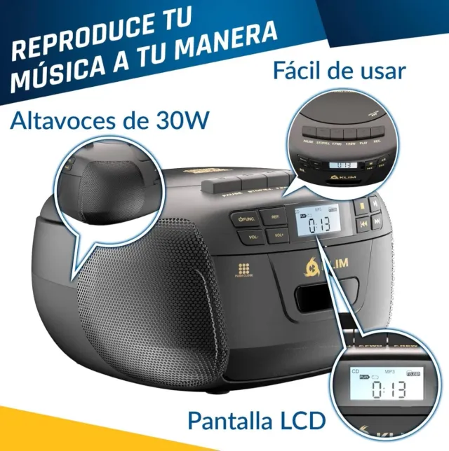 Reproductor CD/Casete KLIM Am/FM Bluetooth