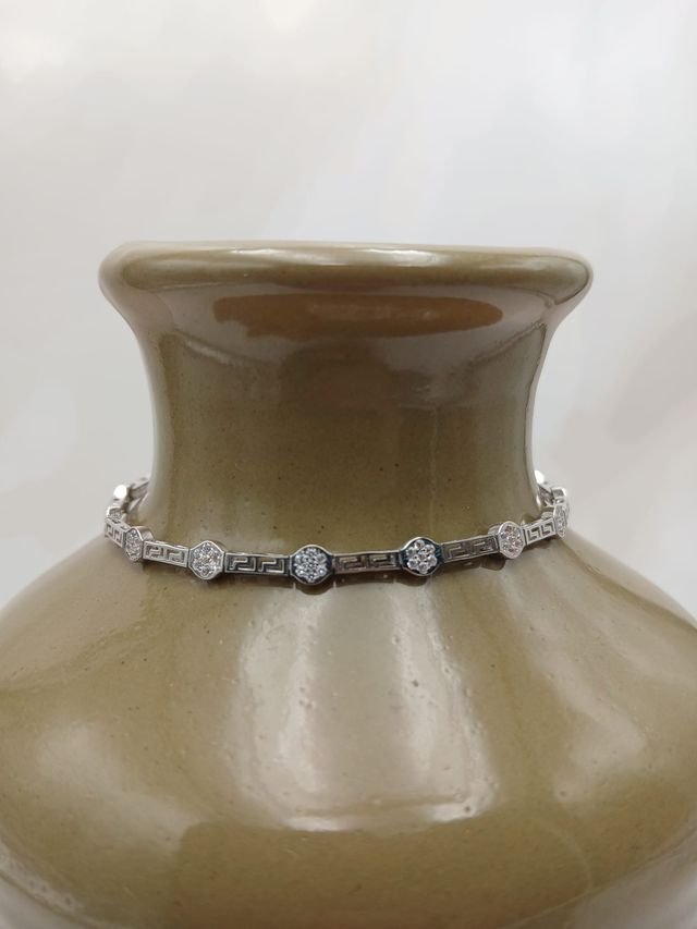 Pulsera Oro Blanco 18kl con Circonitas