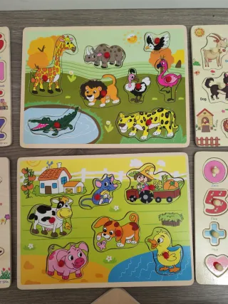 7 Puzzles Madera Aprendizaje Infantil