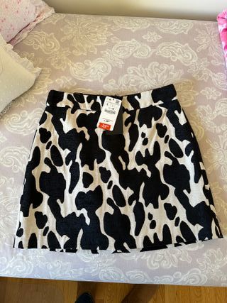 Minifalda Zara Woman Estampado Vaca Talla L