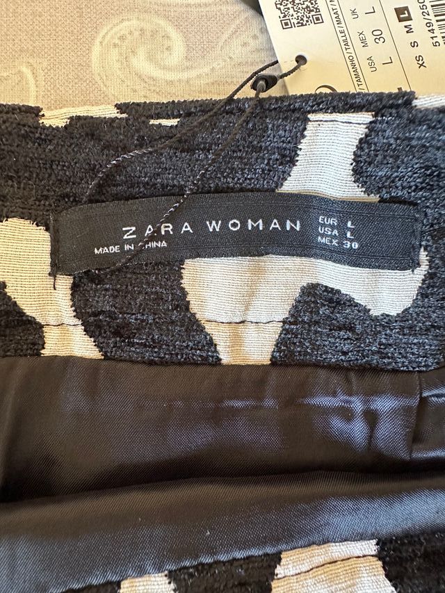 Minifalda Zara Woman Estampado Vaca Talla L