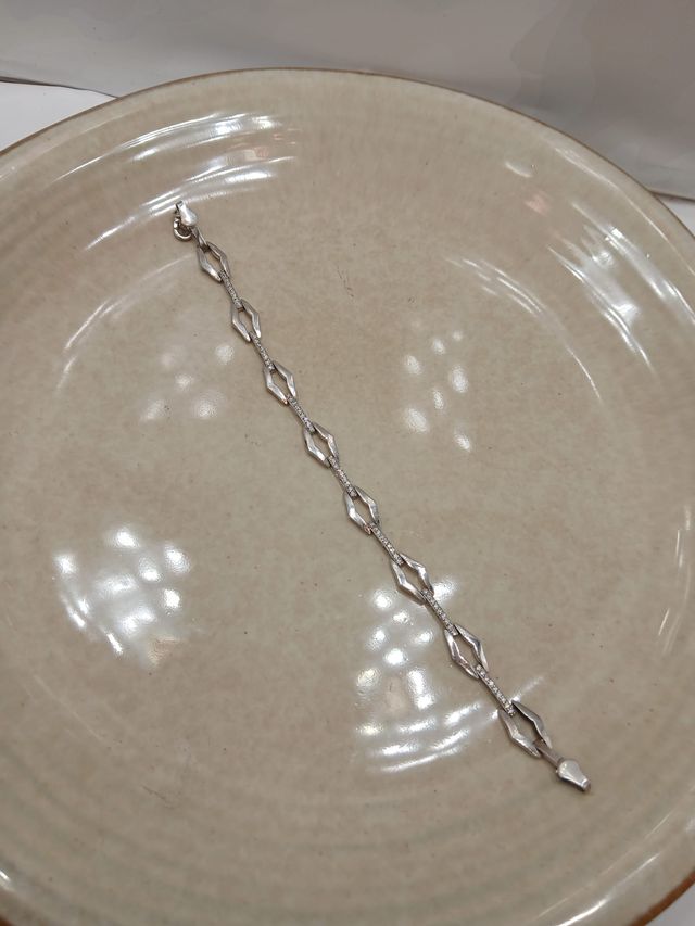 Pulsera Oro Blanco 18kl con Circonitas