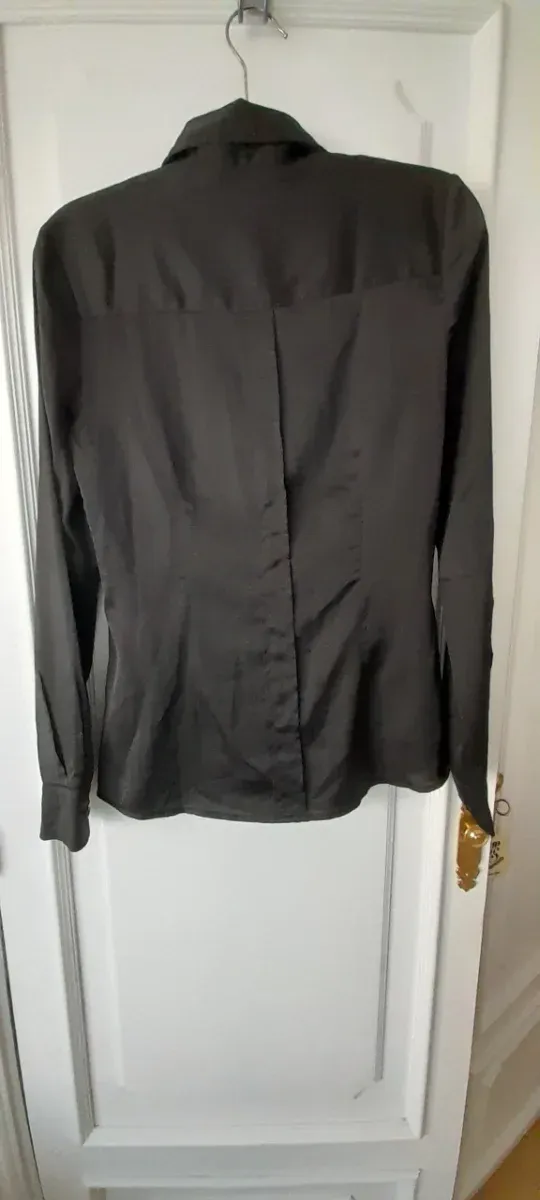 Camisa Mia Donna Negra Manga Longa