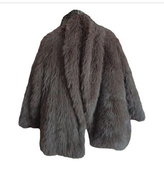 Abrigo imitación pelo marrón/gris