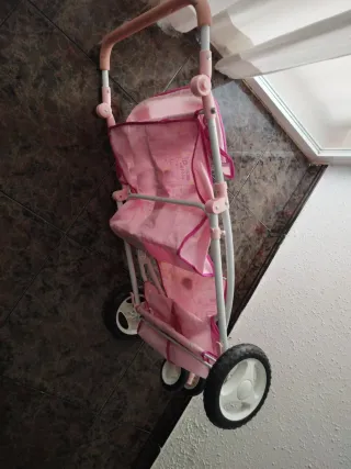 Carrito de muñecas gemelos rosa