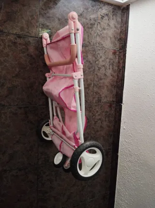 Carrito de muñecas gemelos rosa