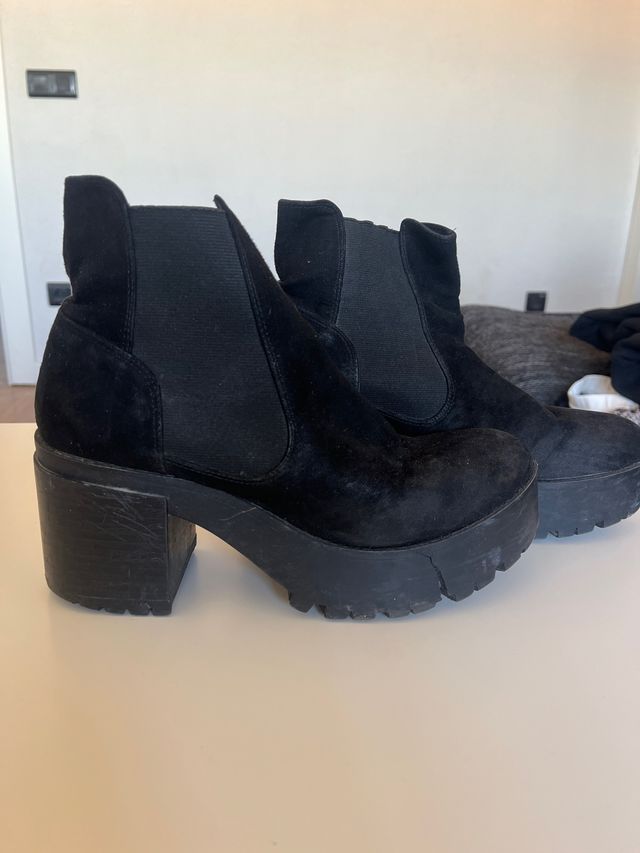 Botines negros plataforma tacón grueso