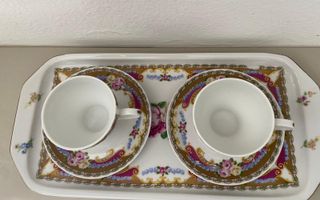 Set 2 tazzine e vassoio Limoges