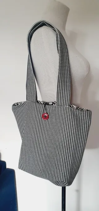 Borsa pied de poule nuova con pochette