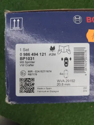 Pastillas de freno Bosch BP1031 0 986 494 121