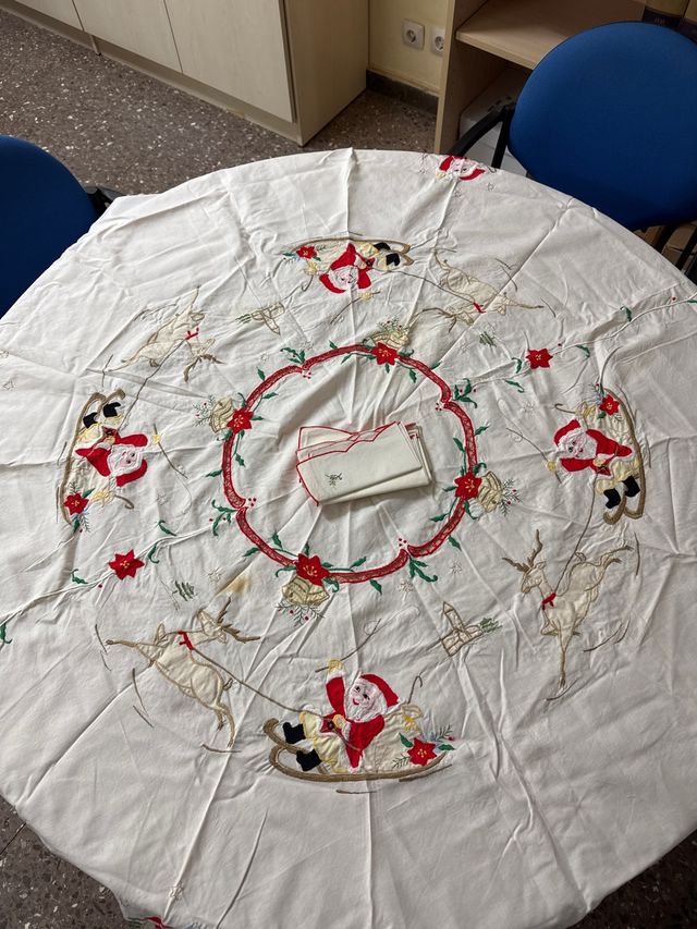 Mantel Navideño Mesa Redonda