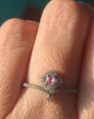 Anillo Plata Zafiro Rosa Natural