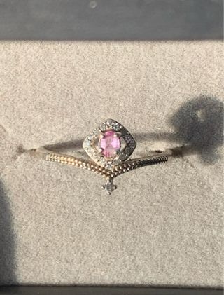 Anillo Plata Zafiro Rosa Natural