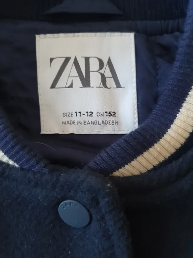 Cazadora Bomber Zara Paño Azul Marino Talla M