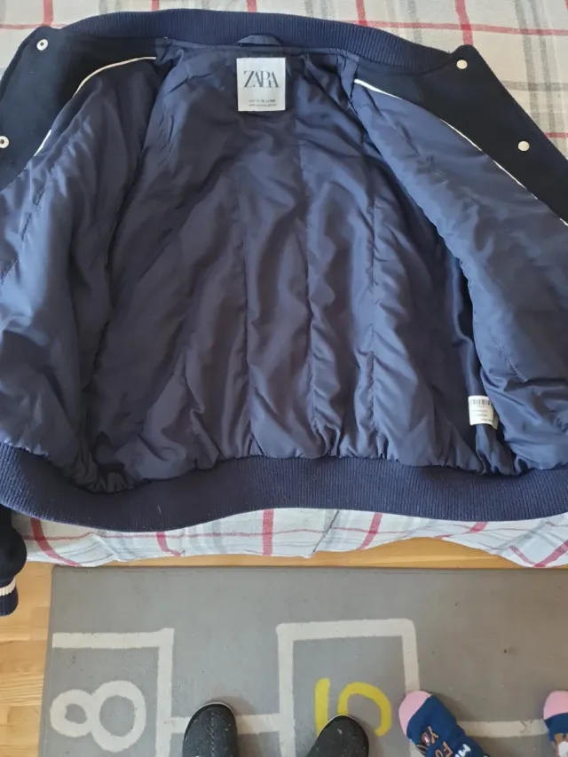 Cazadora Bomber Zara Paño Azul Marino Talla M