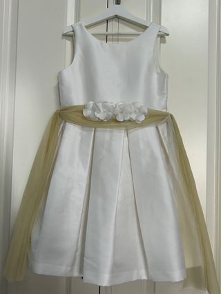 Vestido de fiesta blanco y dorado