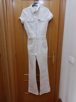 Mono Bershka blanco manga corta mujer