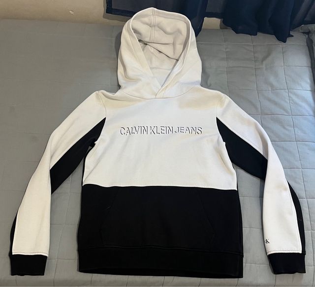 Sudadera Calvin Klein Blanca y Negra Talla Xs