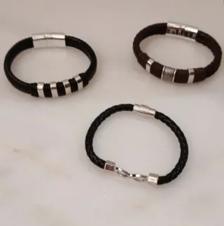Lote 3 Pulseras Hombre Cuero