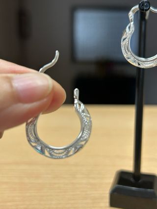 Pendientes Aro Plateados Aleación Zinc