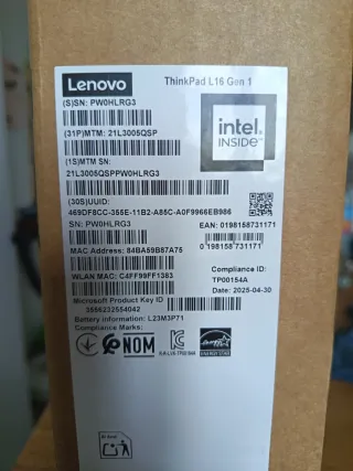 Lenovo ThinkPad L16 Gen 1 (21L3006GSP) Nuevo