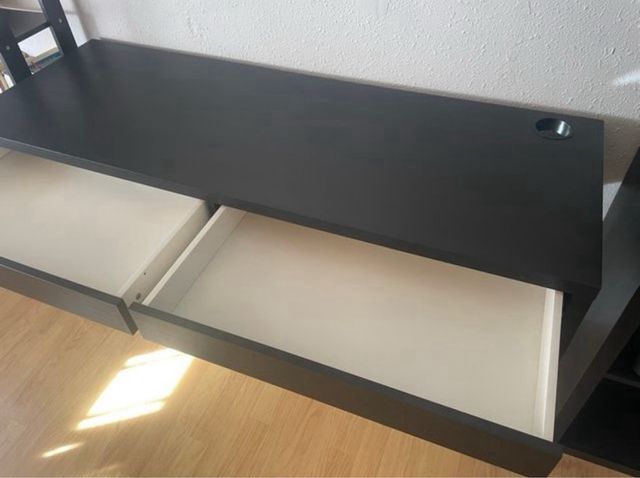Escritorio Doble Ikea Micke Negro/Marrón