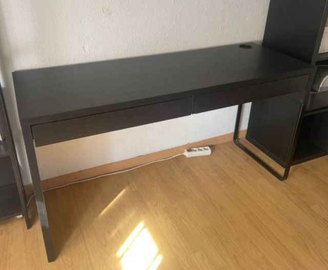 Escritorio Doble Ikea Micke Negro/Marrón