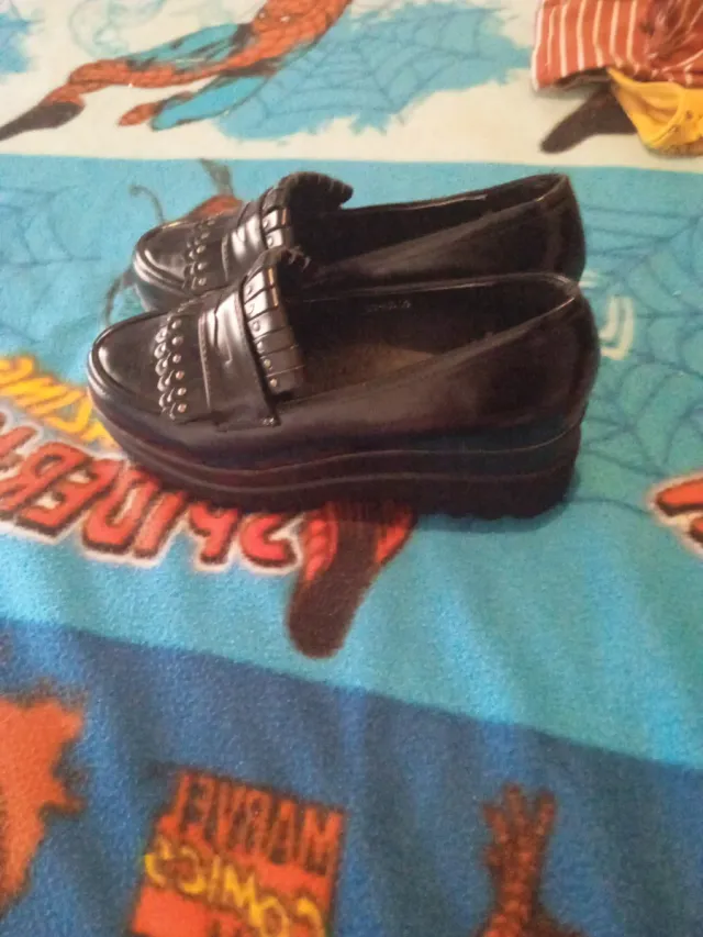 Mocasines plataforma negros talla 39