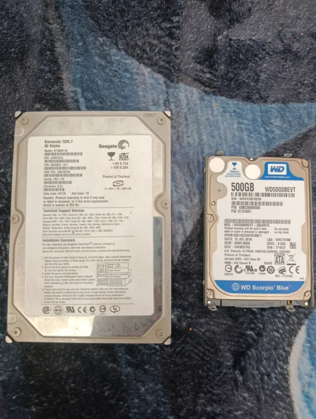 Disco Duro WD 500GB Scorpio Blue + Seagate 80 GB