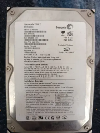 Disco Duro WD 500GB Scorpio Blue + Seagate 80 GB