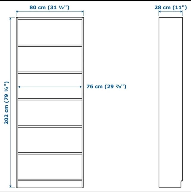 Librería Billy Negra, 5 Baldas. 80 x 28 x 202 cm.