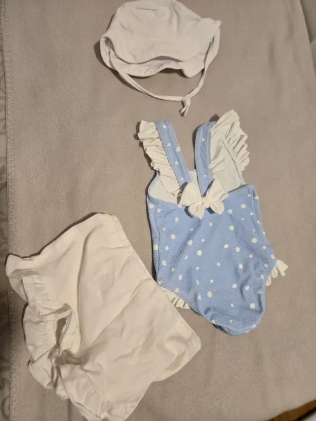 Set costume da bagno e poncho per bambina con palme