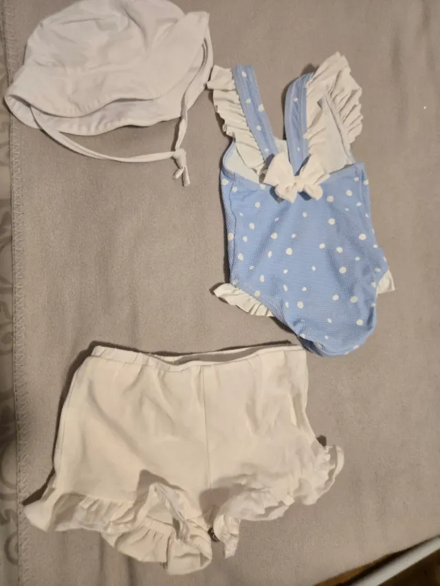 Set costume da bagno e poncho per bambina con palme