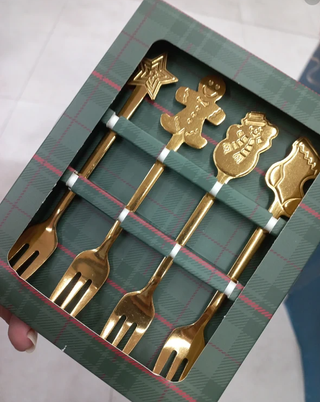 Tenedores dorados Navidad x4