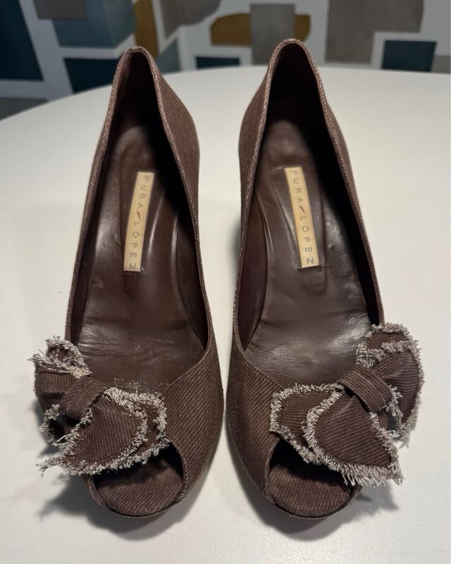 Pura López T39 Zapatos Tacón Marrón