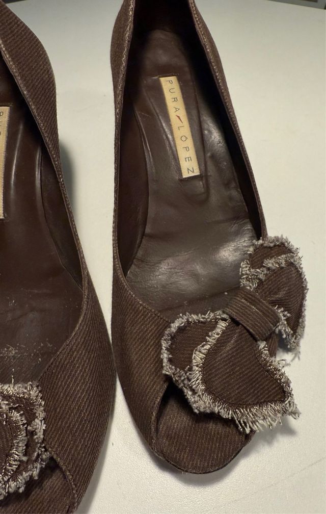 Pura López T39 Zapatos Tacón Marrón