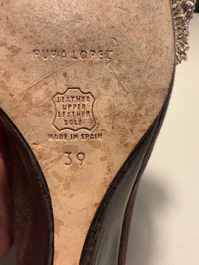 Pura López T39 Zapatos Tacón Marrón