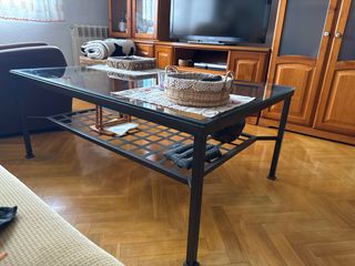 Mesa de centro cristal y metal