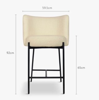 Taburete de bar Ray Bouclé blanco y metal negro, H65