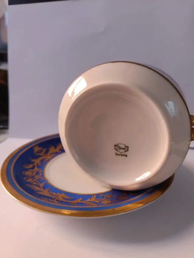 Taza y plato Thomas Bavaria azul y oro